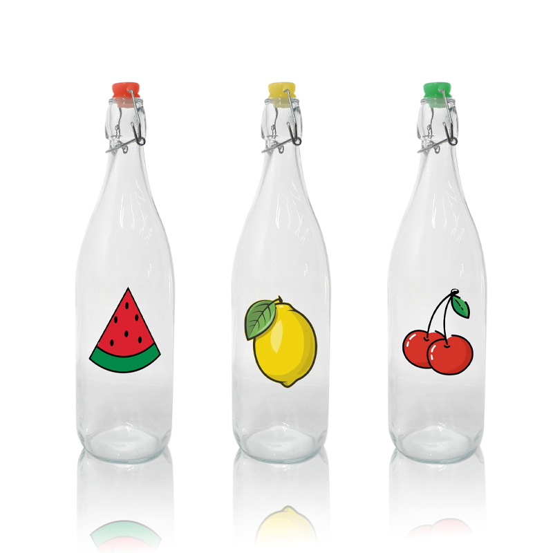 Fruit Pattern Glass Clip Bottle YD-CBT-007