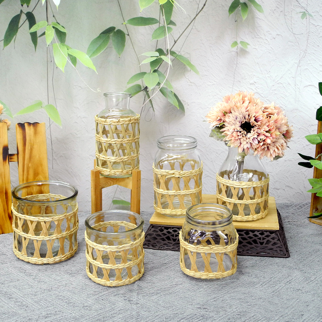 Rattan Paper Mixed Glass Vases YD-ACC-024