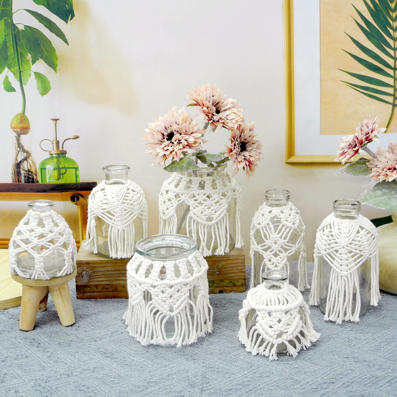 White Cotton Thread Decorative Glass Vases YD-ACC-028