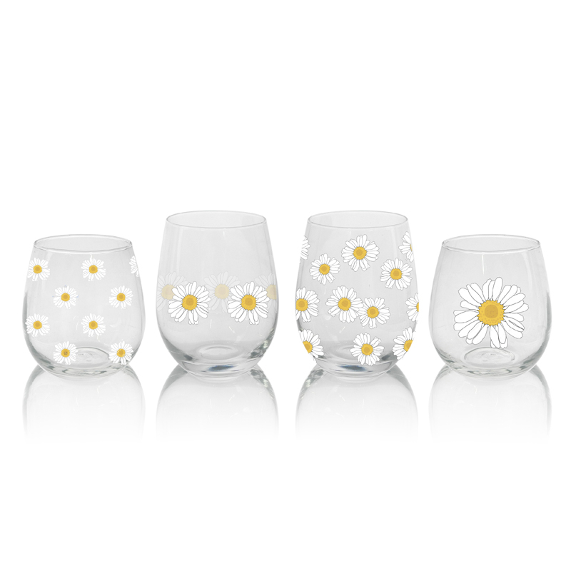 Decal Pattern Glass Cup YD-CUP-008