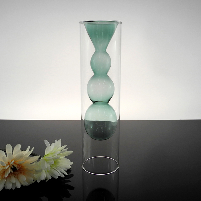 Green Gourd-shaped Lampwork Glass Vase YD-LGV-014
