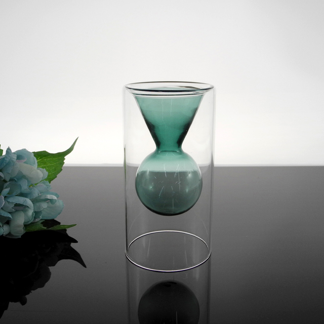 Green Hourglass Shaped Lampwork Glass Vase YD-LGV-011