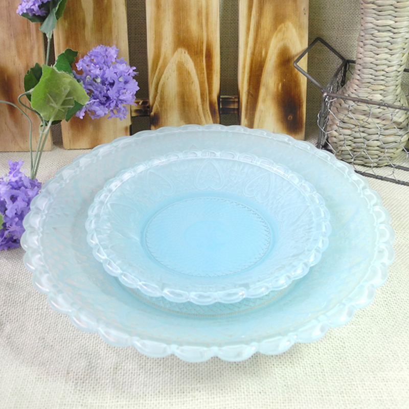 Pink Relief Pattern Glass Plate YD-GLSP-016