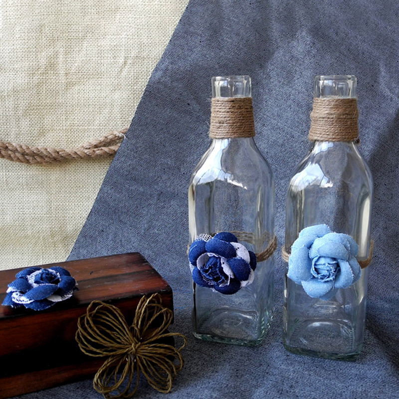 Blue Flower Glass Bottle YD-BOT-013