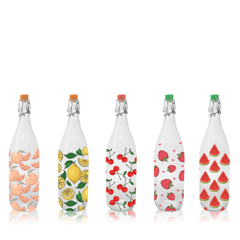 Fruit Pattern Glass Clip Bottle YD-CBT-007