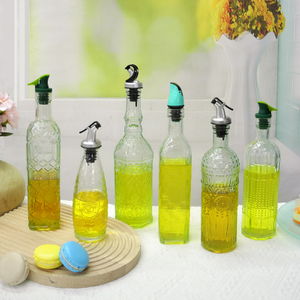 Transparent Embossed Pattern Oil & Vinegar Glass Bottle YD-OVB-006