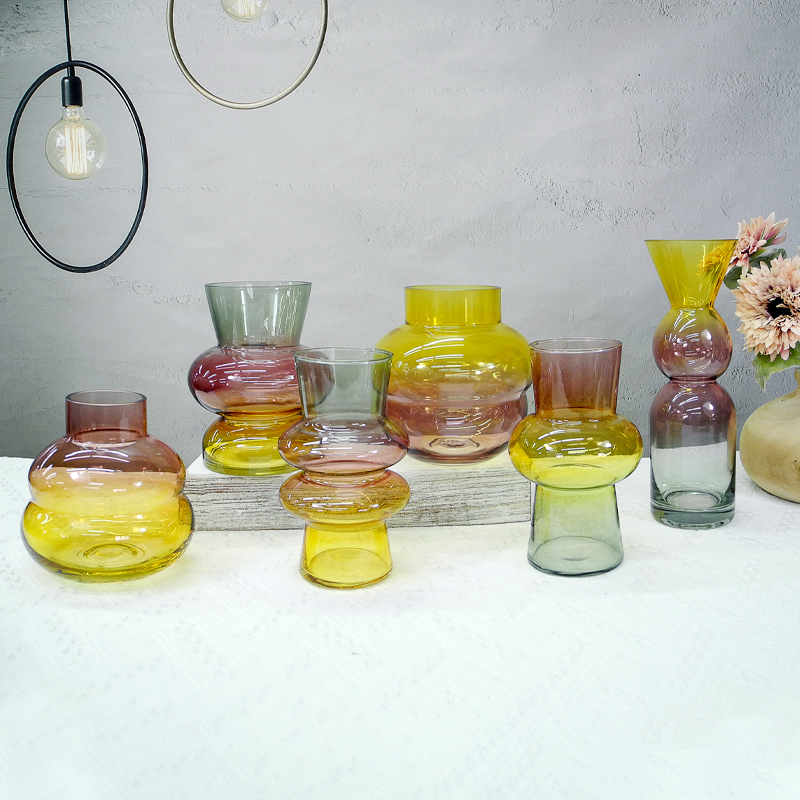 Warm Color Gradient Striped Glass Vases YD-CGV-030