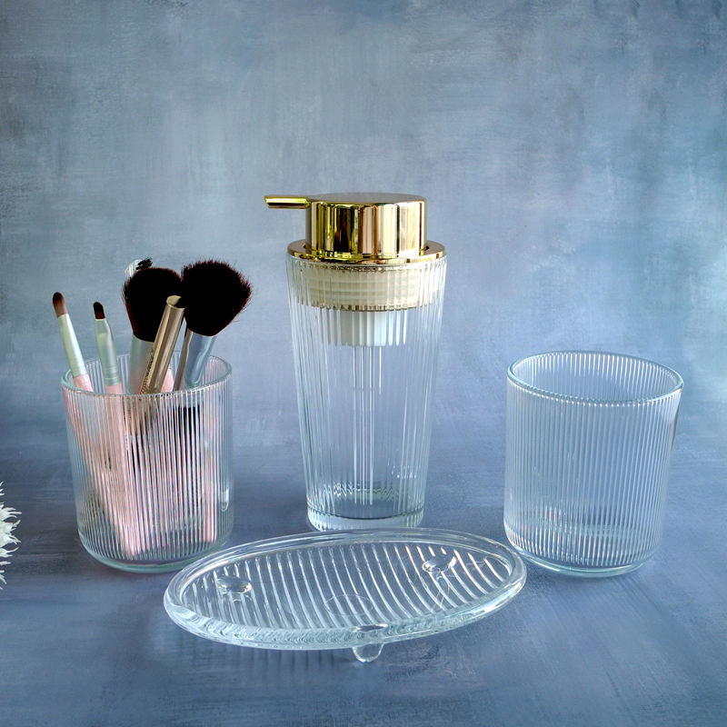 Transparent Embossed Pattern Bathroom Container Set YD-BC-001