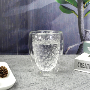 Double Layer Embossed Glass Cup YD-CUP-028