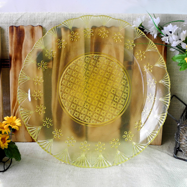 Flower Pattern Glass Plate YD-GLSP-015