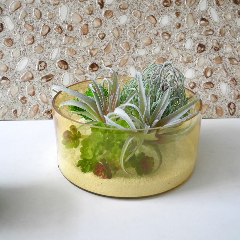 Yellow Glass Flower Pot YD-FPWP-015