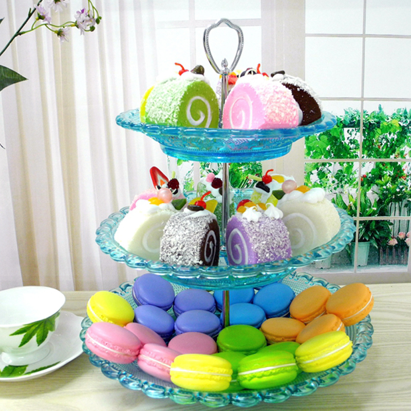 Blue Three-tier Cake Dessert Tray YD-PTE-006