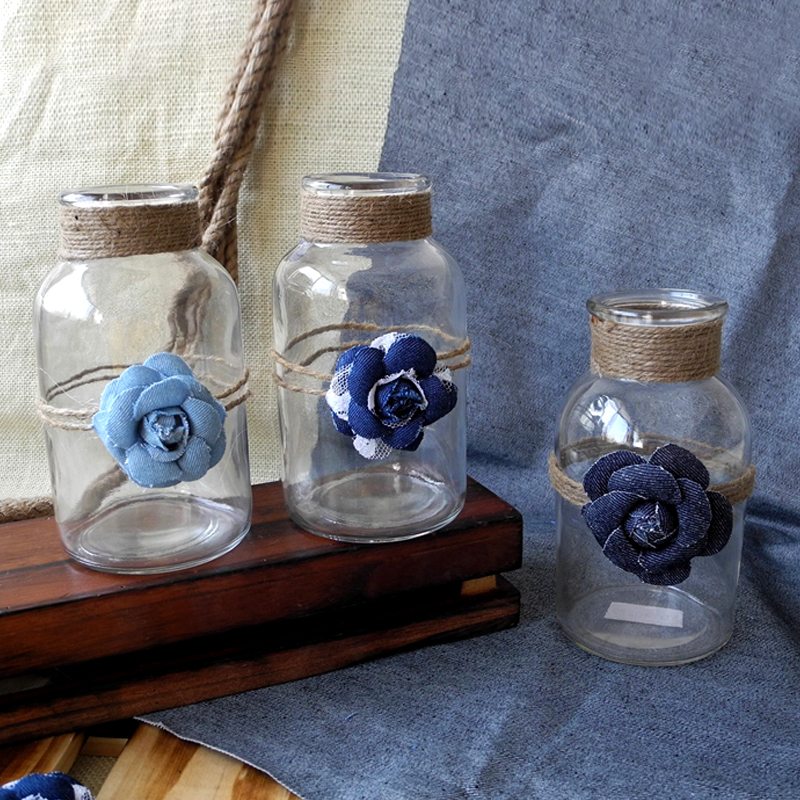 Blue Flower Glass Bottle YD-BOT-013