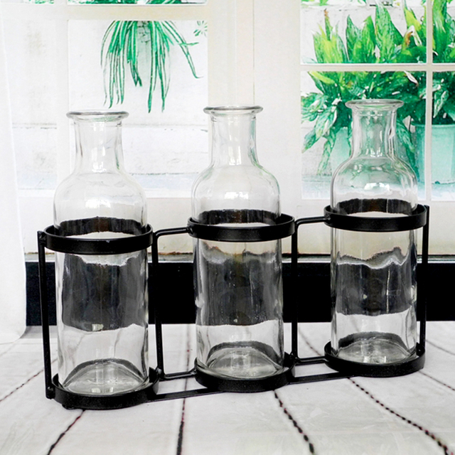 Glass Bottle With Iron Frame YD-BOT-020