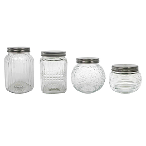Transparent Textured Glass Storage Jar YD-STJ-046