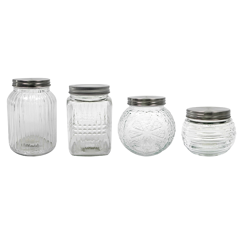 Transparent Textured Glass Storage Jar YD-STJ-046