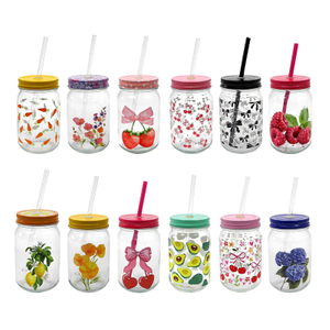 Colored Lid Glass Straw Cup YD-CUP-085