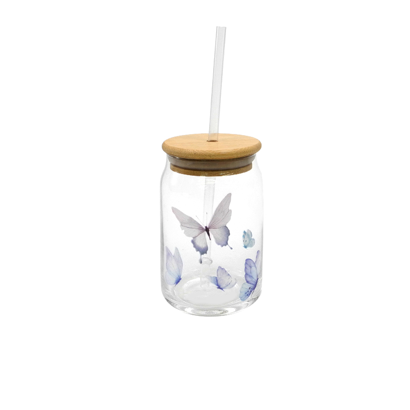 Butterfly And Flower Patterned Straw Cup YD-CUP-089