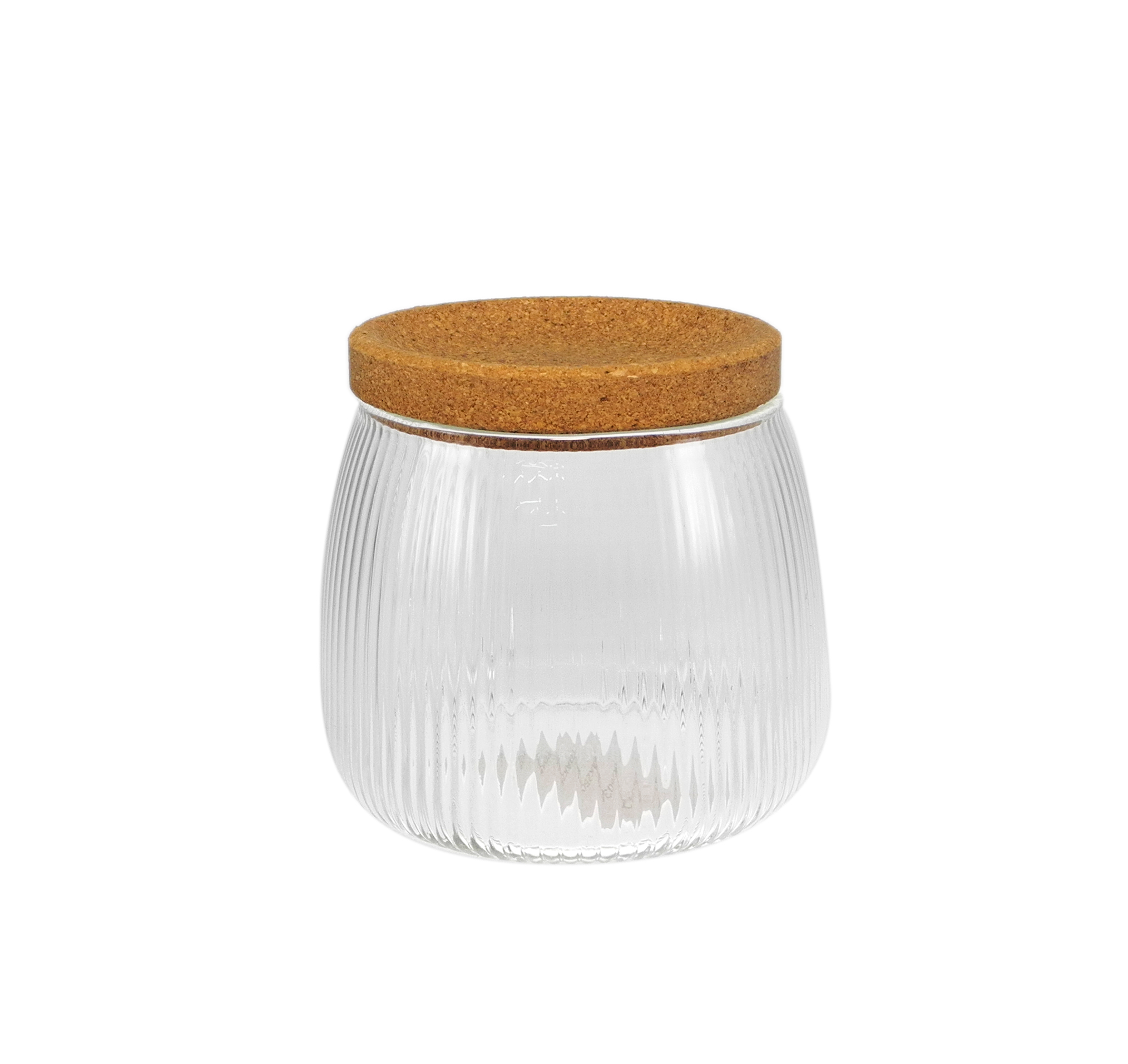 Cylindrical Vertical Striped Borosilicate Glass Storage Jar YD-STJ-102