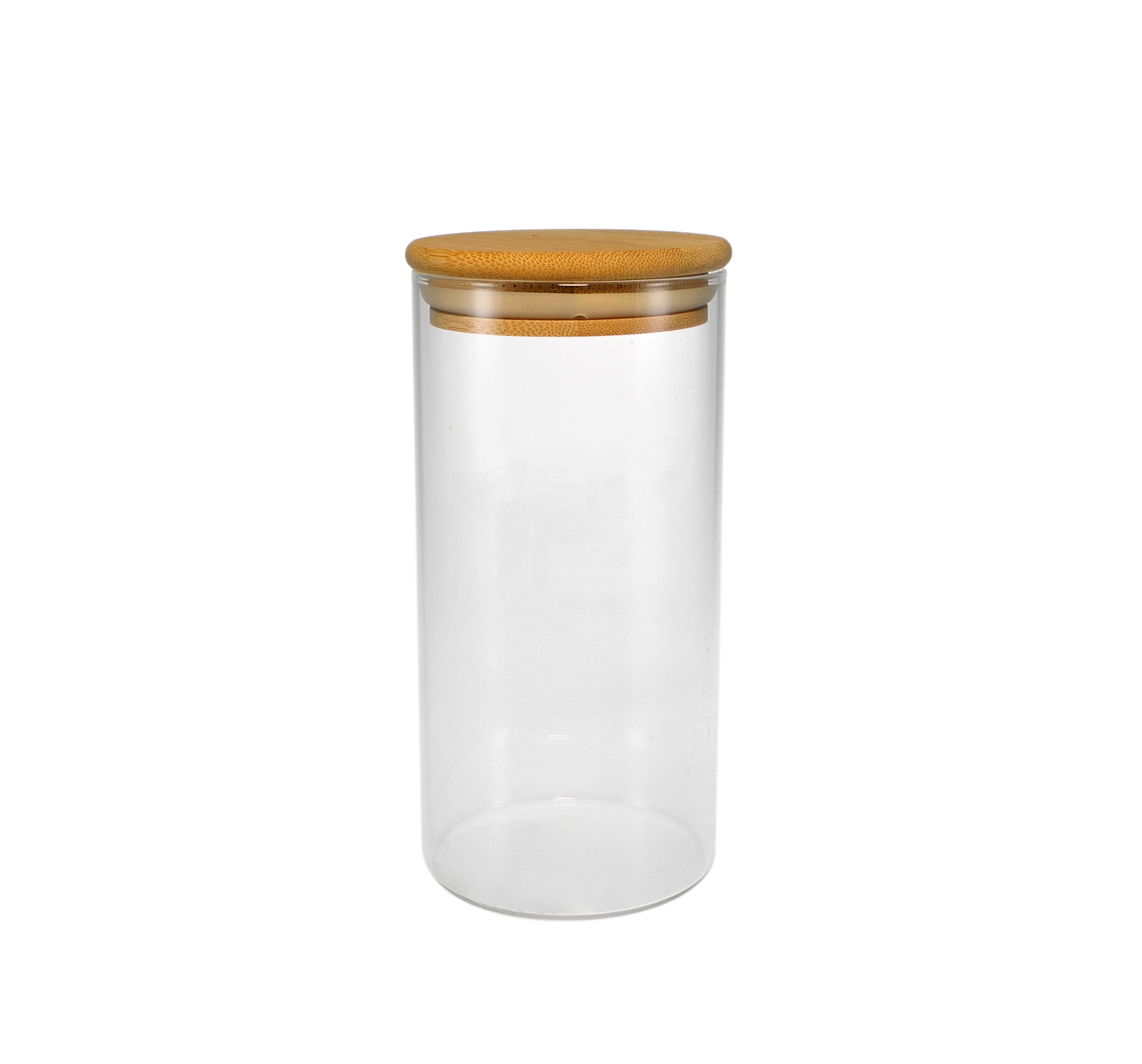 Cylindrical Polished Wooden Lid with High Borosilicate Glass Storage Jar YD-STJ-104