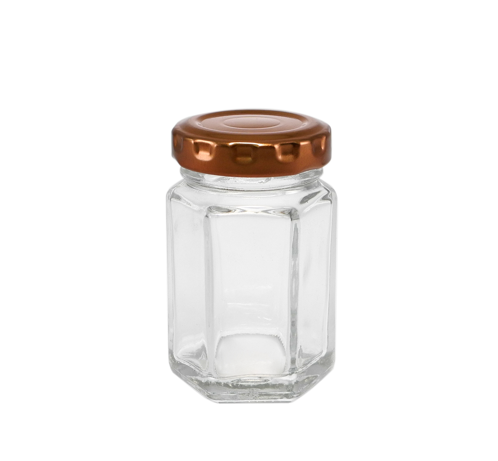 Hexagonal Polished Brown Lid High Borosilicate Glass Storage Jar YD-STJ-133