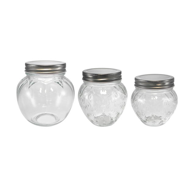 A Strawberry-shaped Silver Stainless Steel Lid for A High-boron-silica Glass Storage Jar YD-STJ-143