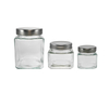 Square Polished Silver Stainless Steel Lid for High Borosilicate Glass Storage Jar YD-STJ-136