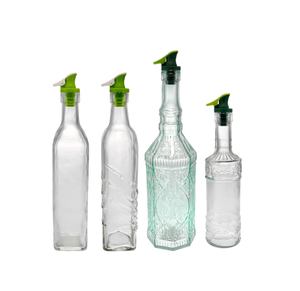 Green Threaded Glass Oil And Vinegar Bottle YD-VOB-039