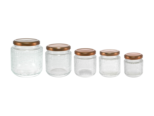 Brown Stainless Steel Lid with Dot Embossing, High Borosilicate Glass Storage Tank YD-STJ-178