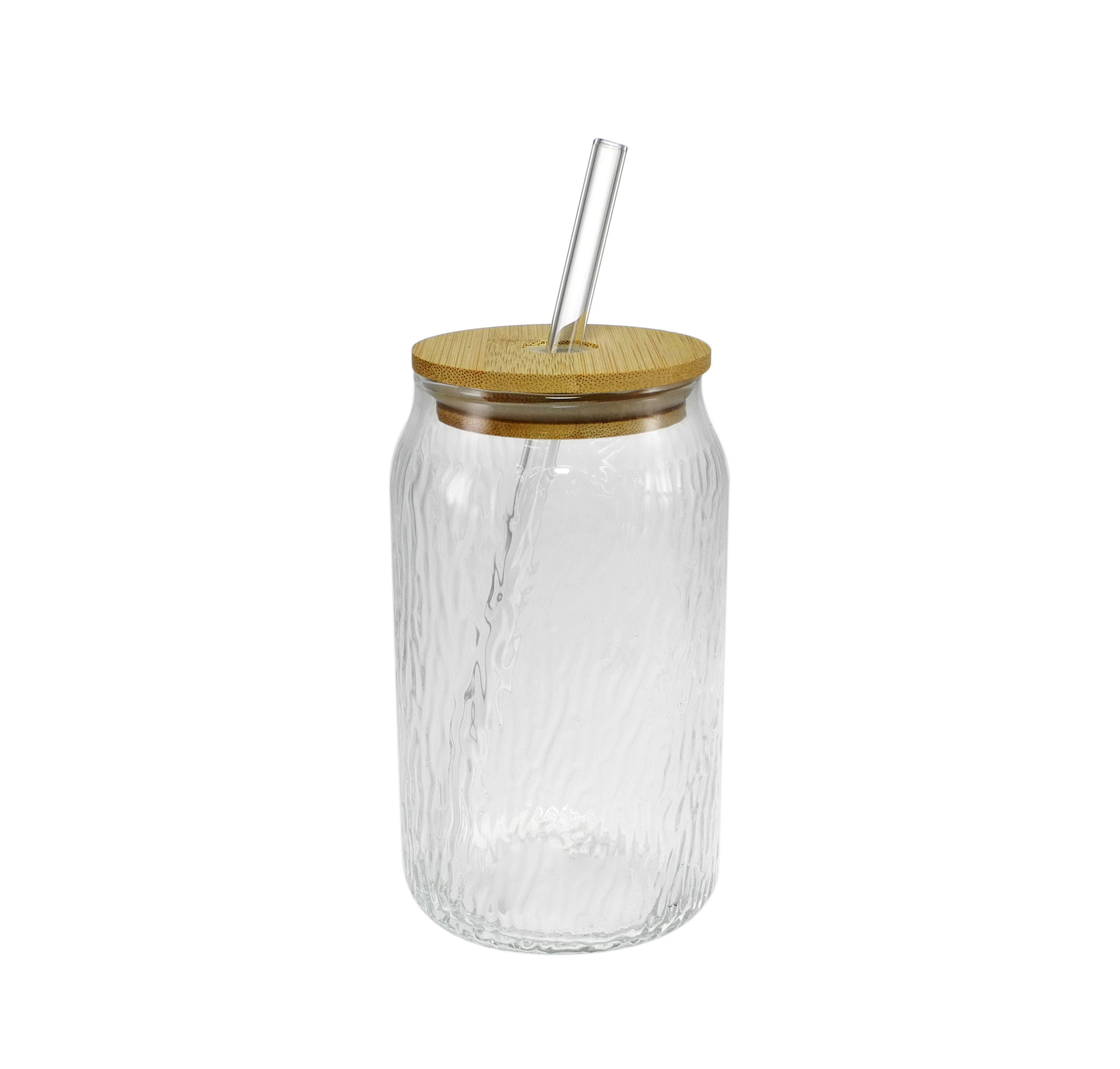 Relief-patterned Wooden Lid with A Straw, High-boron-silica Glass Cup YD-CUP-143