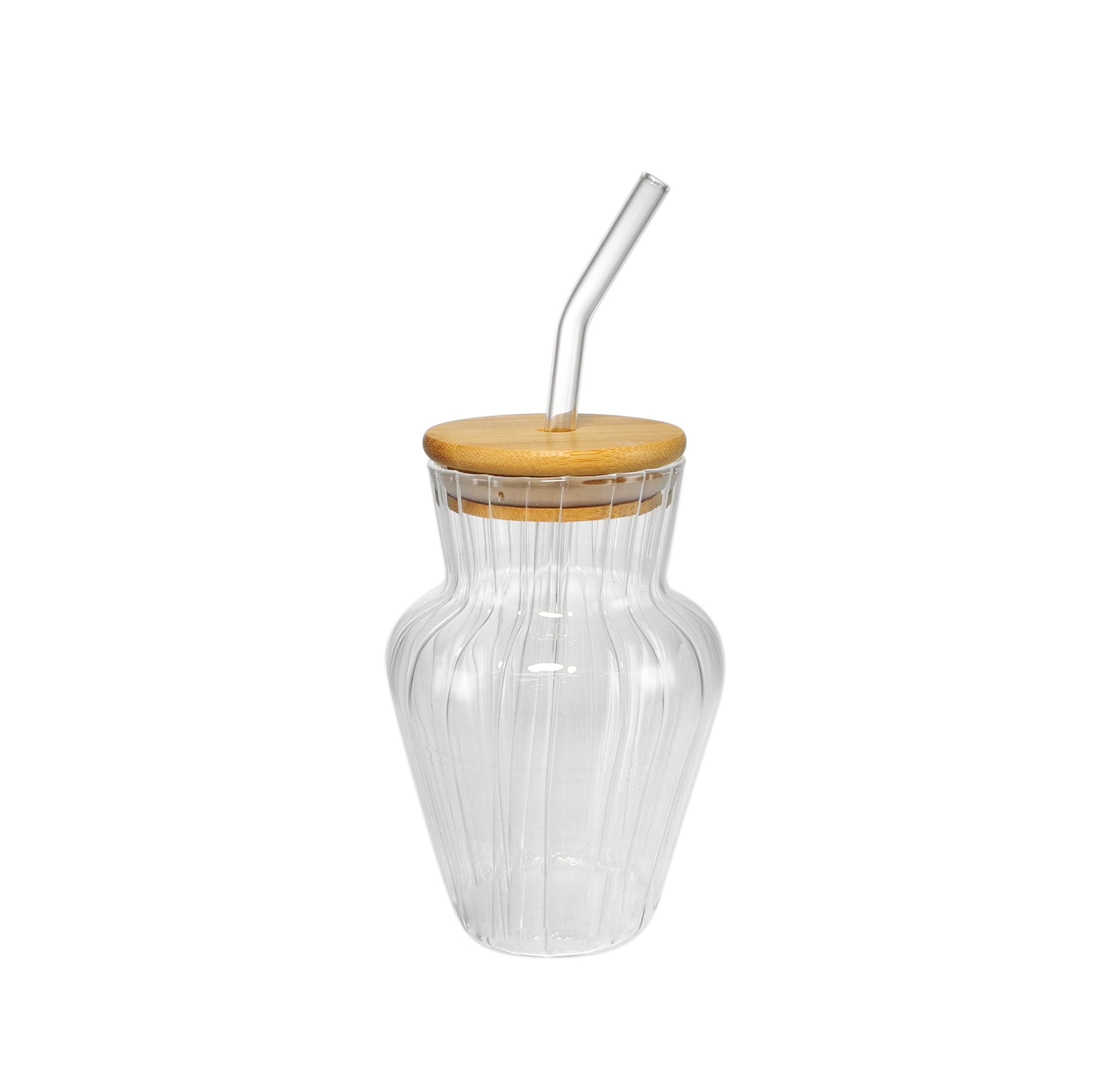 Wooden Lid with Straw-shaped Special-shaped High Borosilicate Glass Cup YD-CPU-125