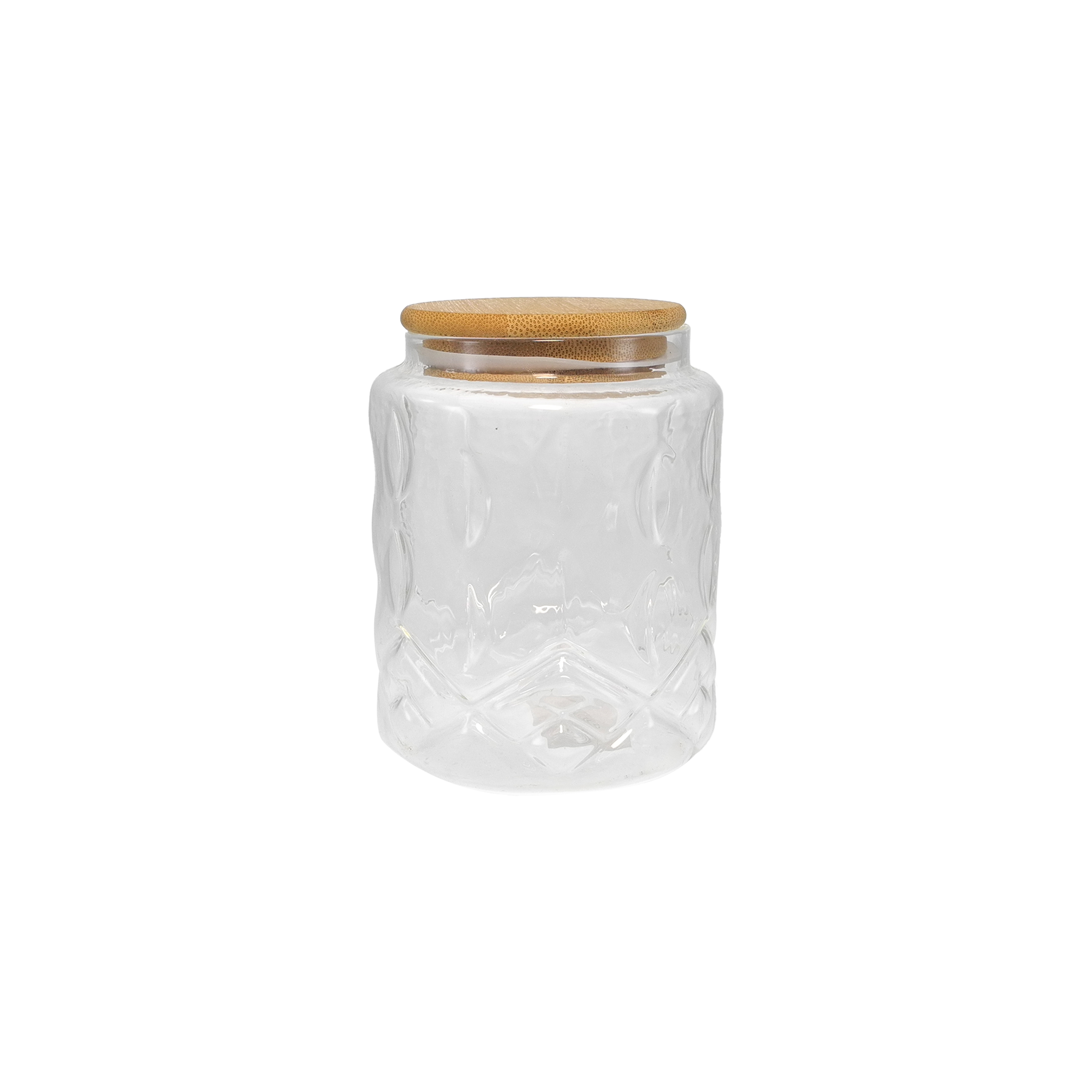 Rhombus-shaped Relief Pattern High Borosilicate Glass Storage Jar YD-STJ-077