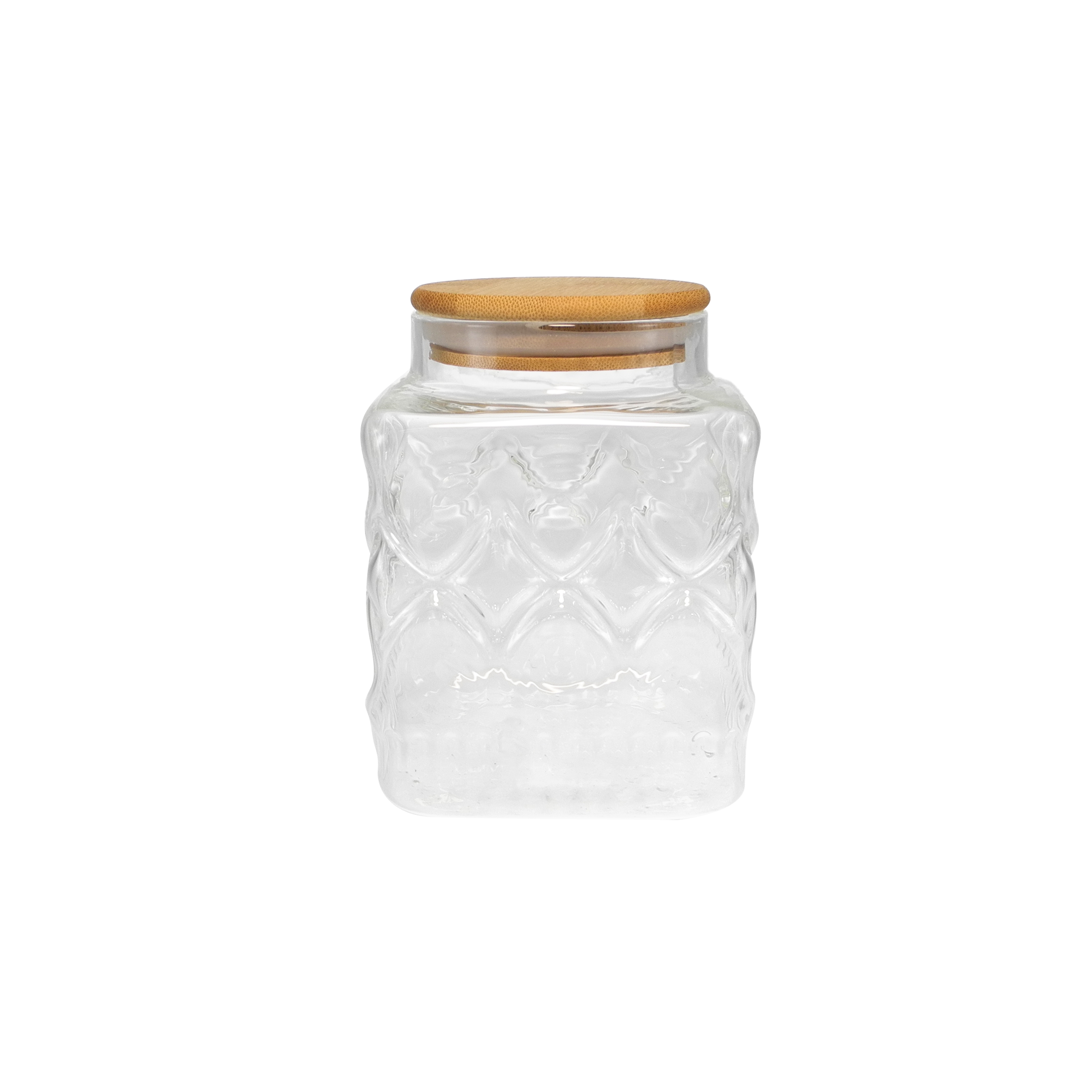Rhombic Relief Square High Borosilicate Glass Storage Jar YD-STJ-085