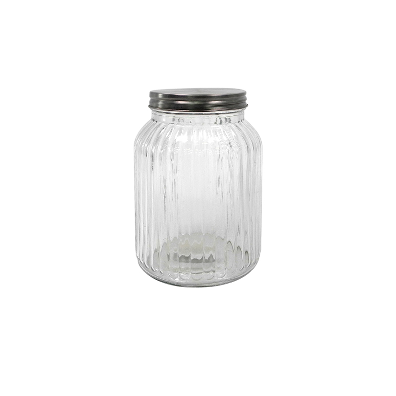 Transparent Textured Glass Storage Jar YD-STJ-046