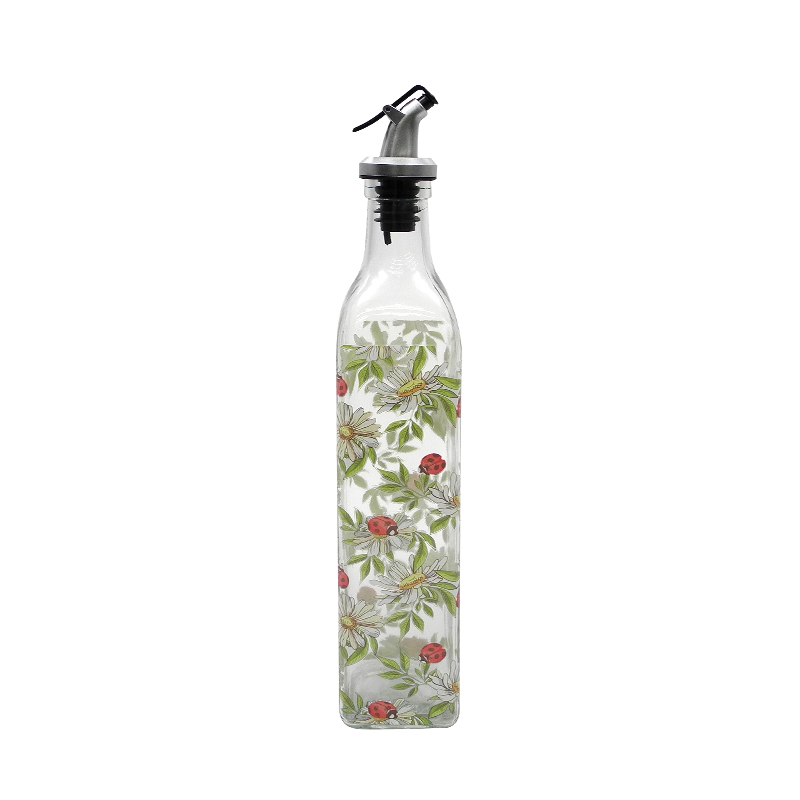Patterned Transparent Glass Oil Bottle YD-OVB-033