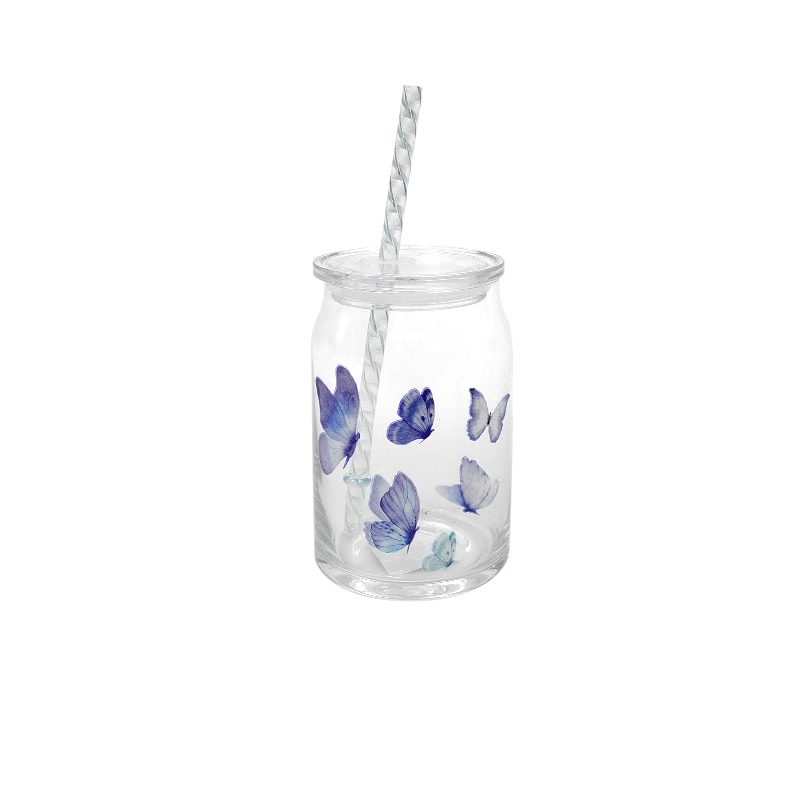 Butterfly And Flower Patterned Straw Cup YD-CUP-089