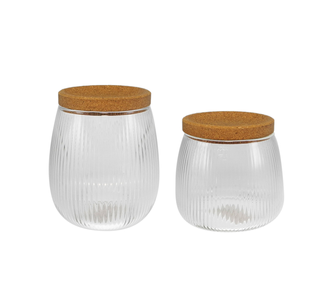 Cylindrical Vertical Striped Borosilicate Glass Storage Jar YD-STJ-102