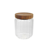 Cylindrical Vertical Striped Wooden Lid for High Borosilicate Glass Storage Tank YD-STJ-095