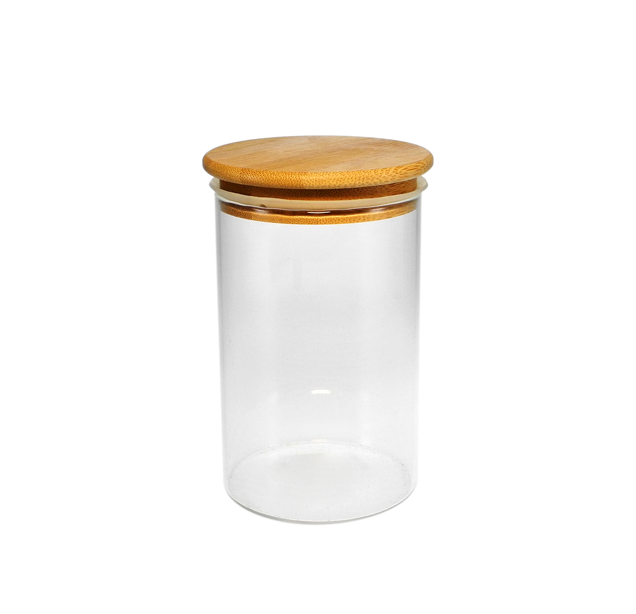Cylindrical Polished Wooden Lid with High Borosilicate Glass Storage Jar YD-STJ-104