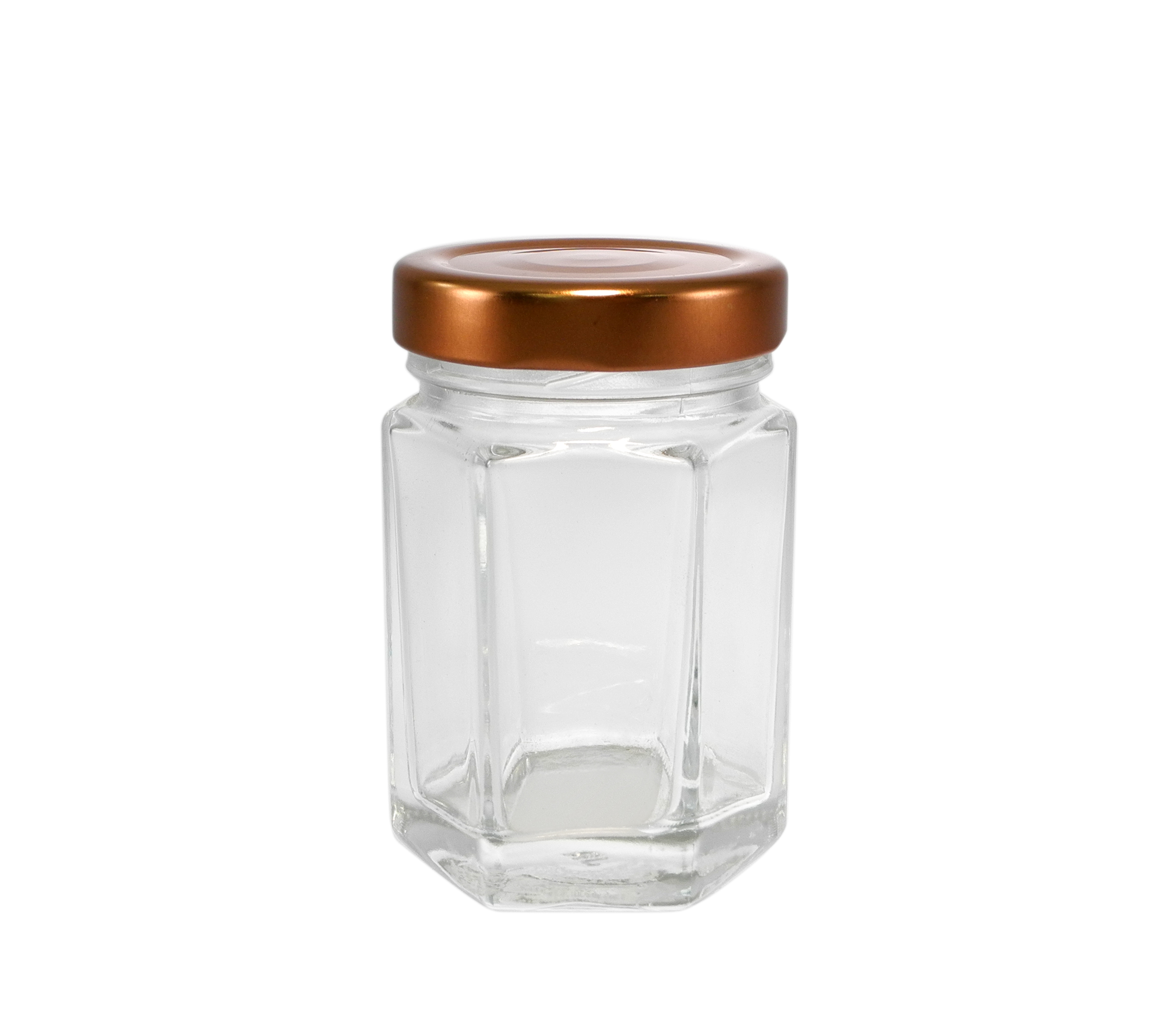 Hexagonal Polished Brown Lid High Borosilicate Glass Storage Jar YD-STJ-133