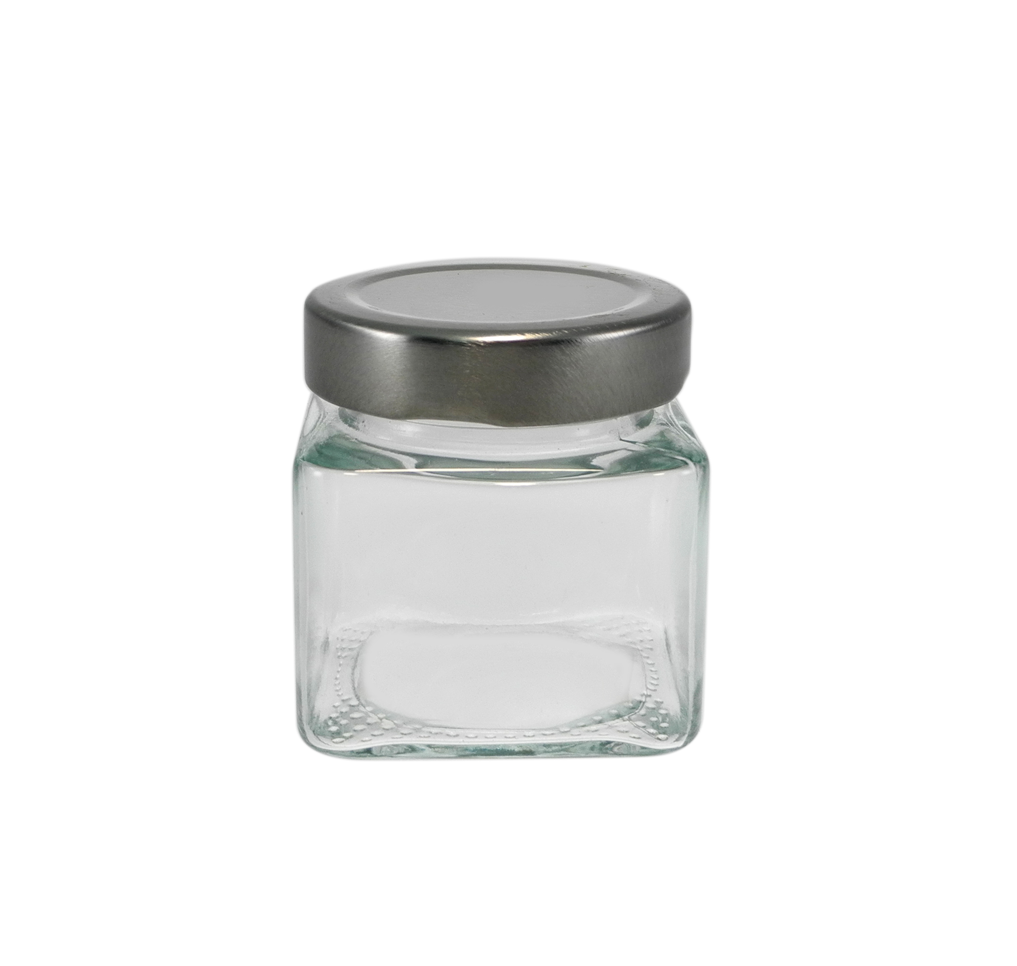 Square Polished Silver Stainless Steel Lid for High Borosilicate Glass Storage Jar YD-STJ-136