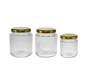 Vertical Striped Combination High Borosilicate Glass Storage Jar YD-STJ-118