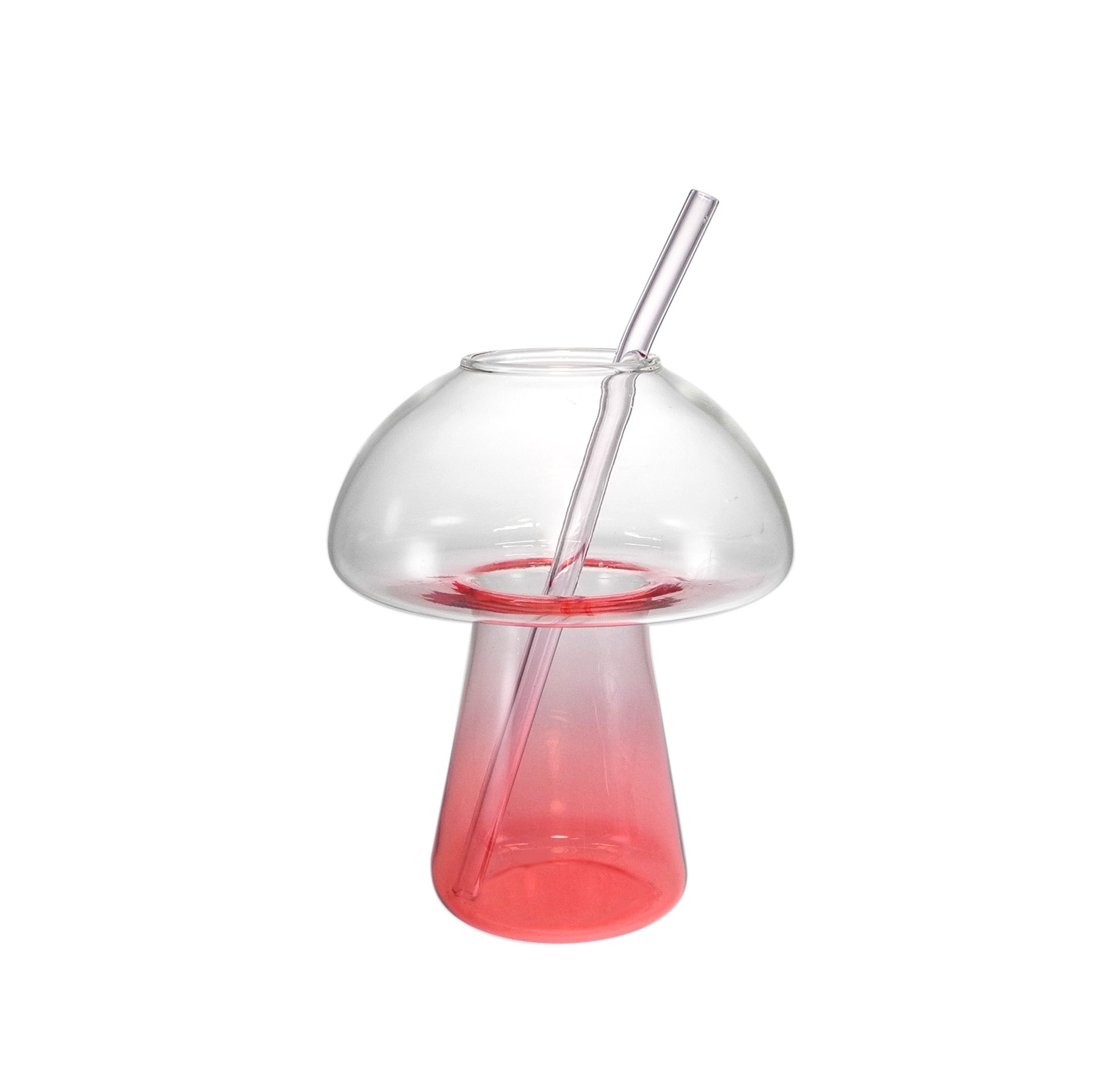 Mushroom-shaped Glass Cup with A Straw Made of High Borosilicate Glass YD-CPU-123