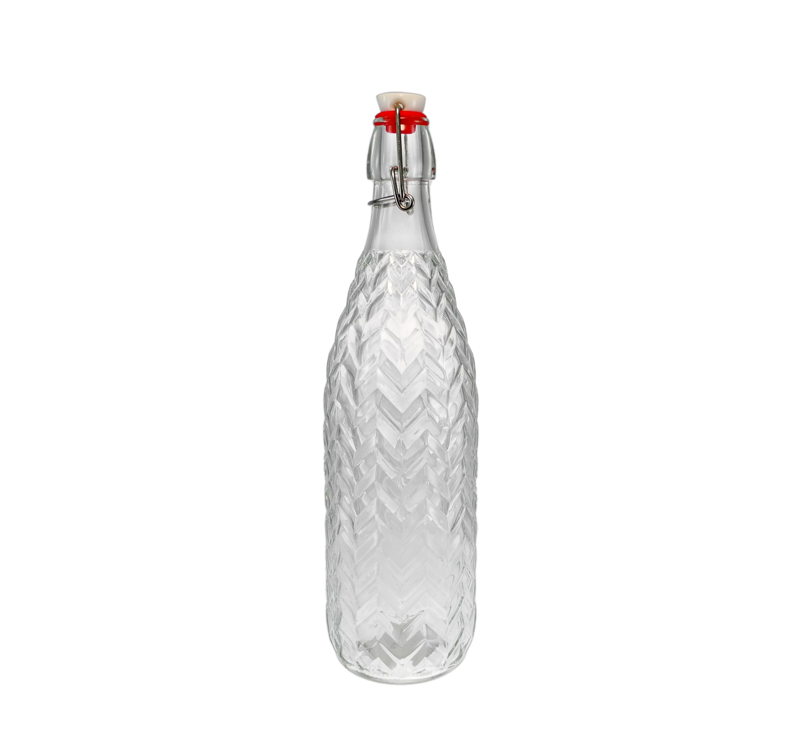 Cylindrical Relief Glass Stopper Bottle YD-BOT-035