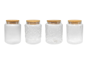 Rhombus-shaped Relief Pattern High Borosilicate Glass Storage Jar YD-STJ-077