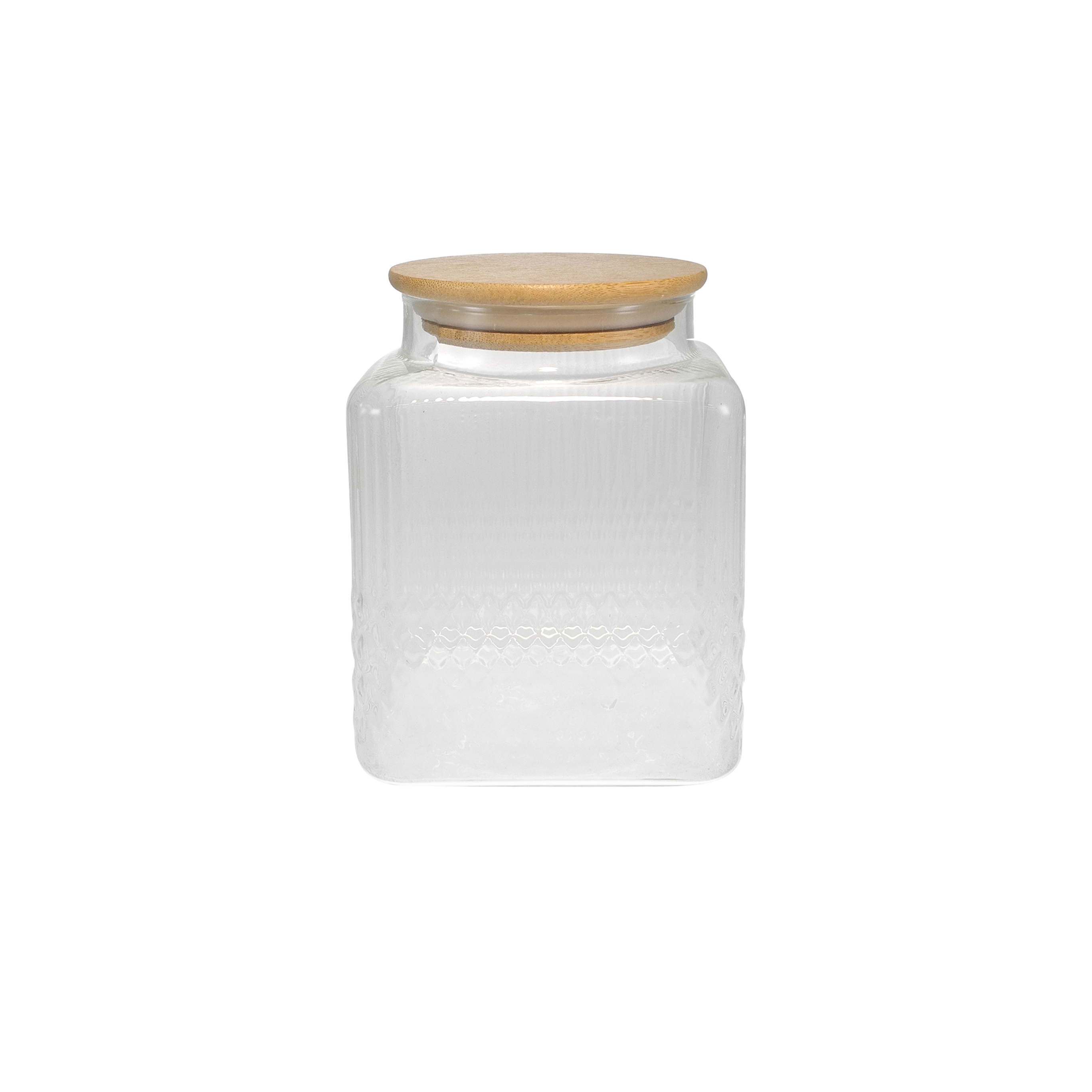 Square Relief Glass Storage Jar Made of High Borosilicate Glass YD-STJ-084
