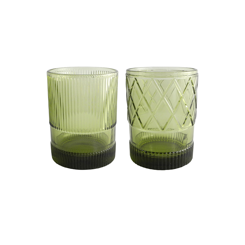 Green Gradient Relief Glass Cup YD-CUP-062