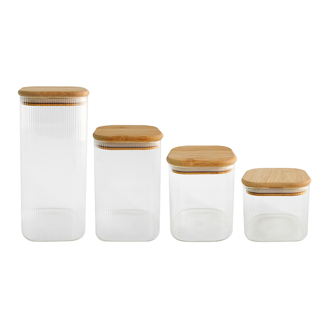 Square Vertical Striped High Borosilicate Storage Jar YD-STJ-068
