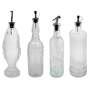 Textured Transparent Glass Oil Bottle YD-OVB-029