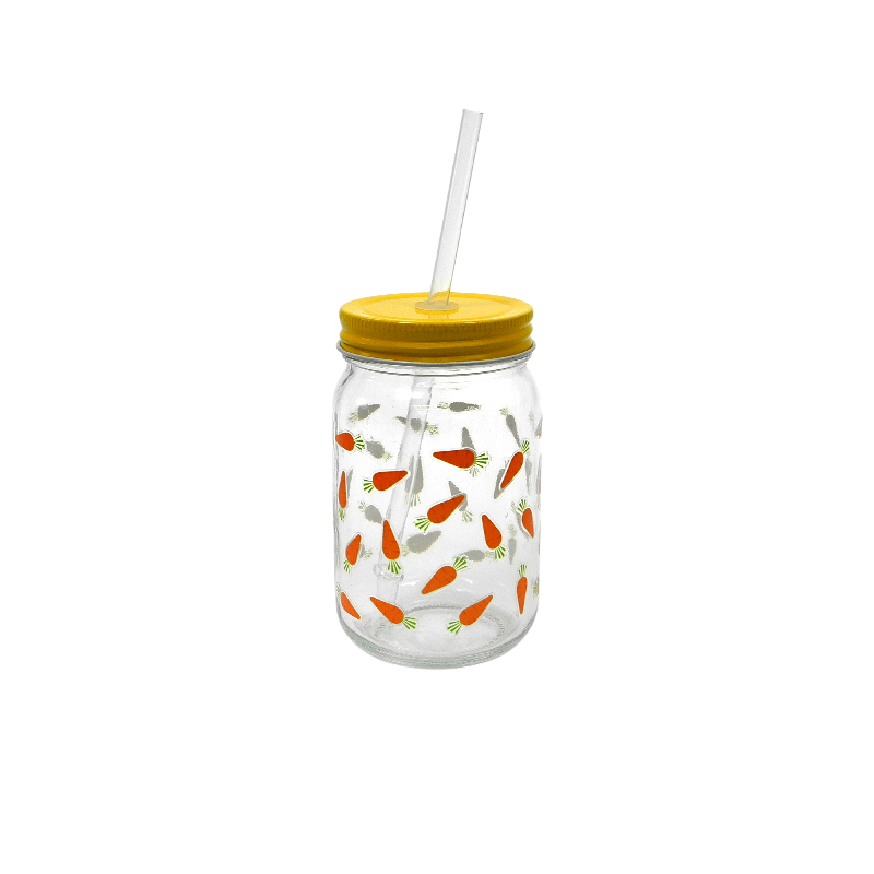 Colored Lid Glass Straw Cup YD-CUP-085